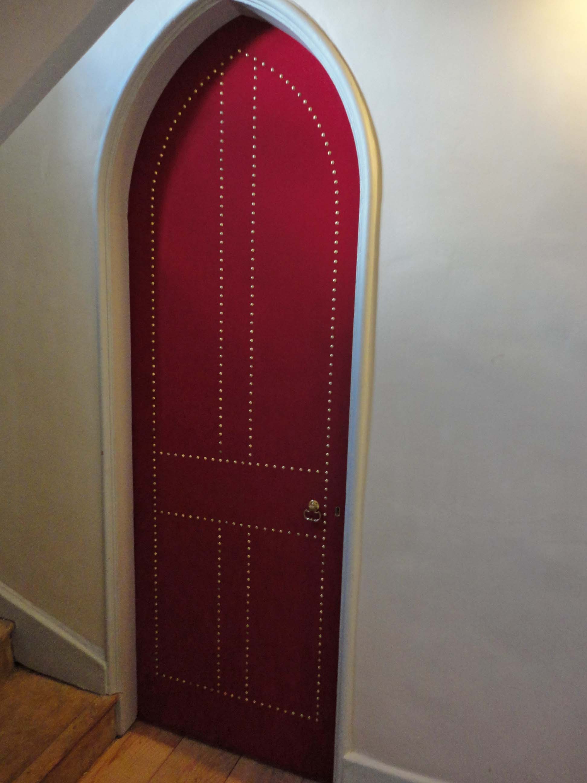 Studded suede or felt door