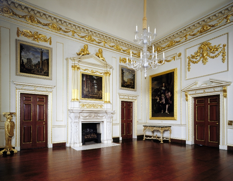 Gilded decoration and ornate doorways typical of the period