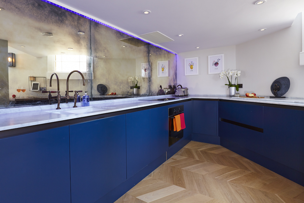Penthouse Collection in Bronze featured in Latham Interiors Bath Show Home Kitchen