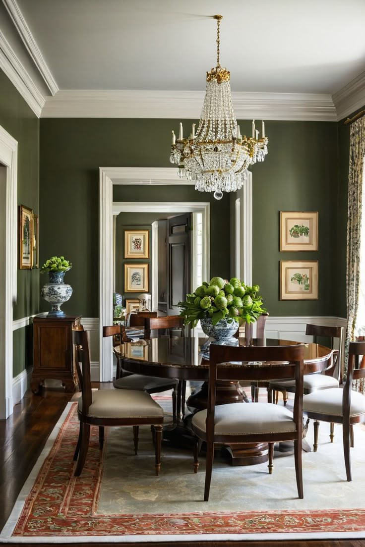 Georgian Sage green dining room