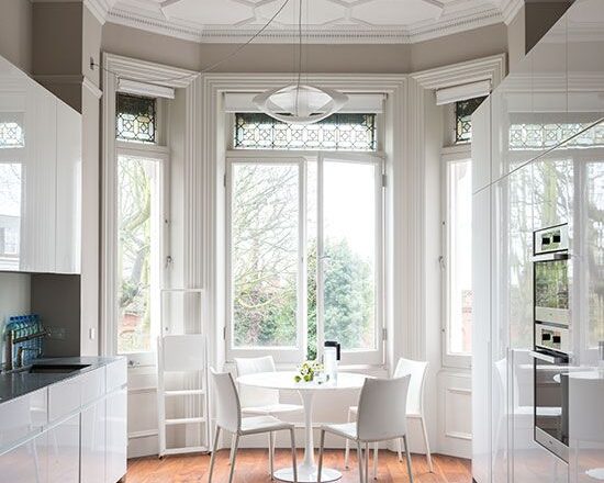 High ceilings in Georgian kitchens present challenges but are beautiful