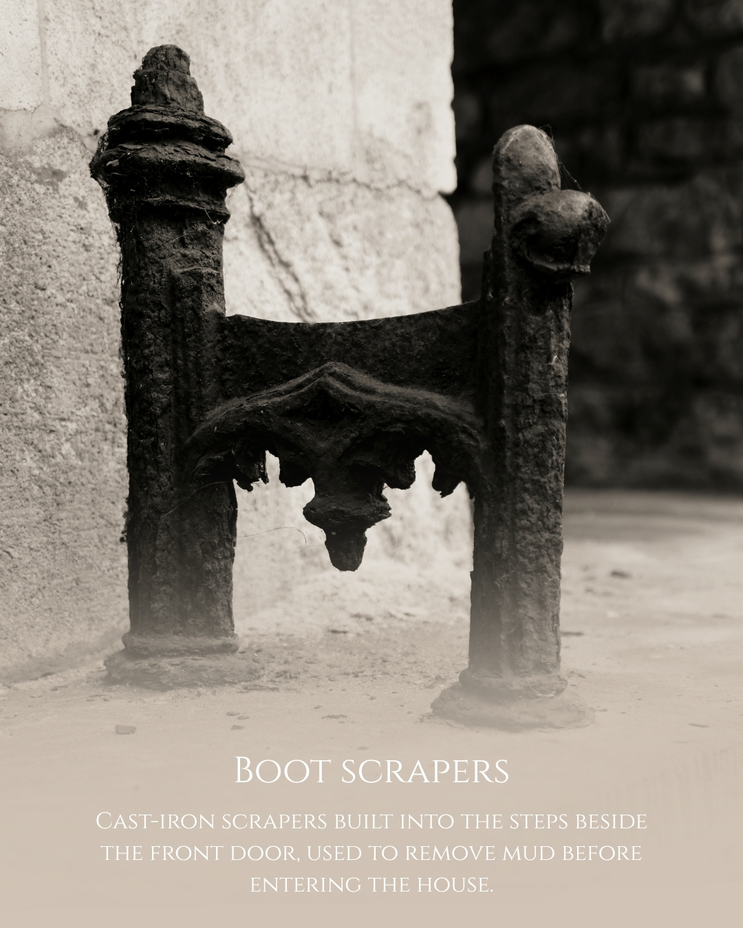 Cast-iron boot scraper beside a Georgian house entrance